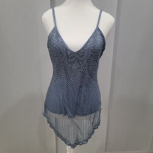 Elegant Blue Lace Camisole